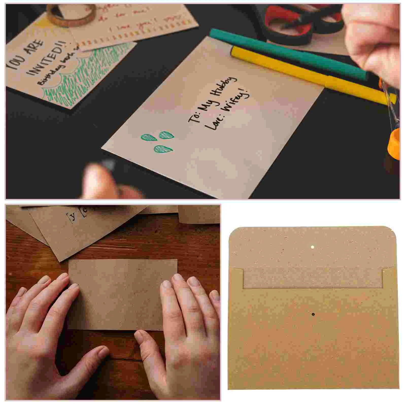50 Pcs European Envelope Packing Envelopes Small Writing Letter Covers Greeting Cards for Invitations Twine Simple