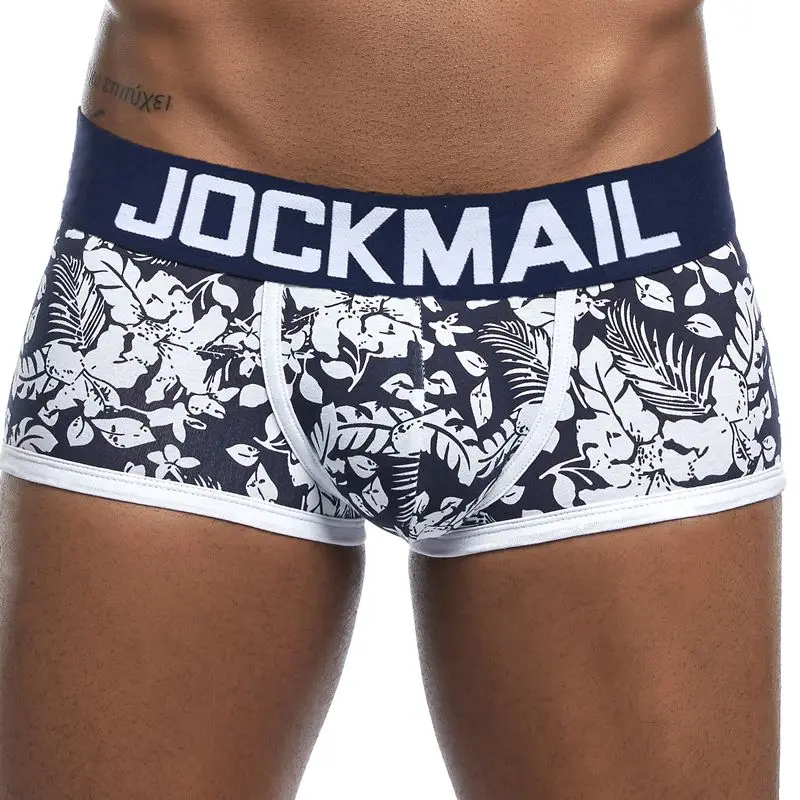 JOCKMAIL Sexy Mens Cotton Print Boxer Male Underwear Solid Shorts Breathable Underwear Striped Boxer Shorts Men Boxer Hombre