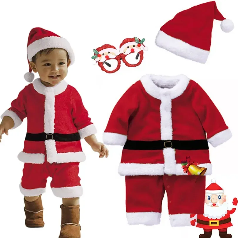 

Christmas Season Costume for Toddler Boy and Girls Santa Claus Cosplay Clothing Children Xmas Warm Suit Old Man St Nicholas Look