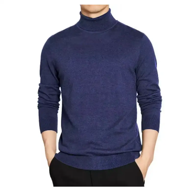 SweatwearTurtleneck Sweater Men Pullover Basic Solid High Neck Sweater Male Black Grey Knitwear Man Warm Loose Tops