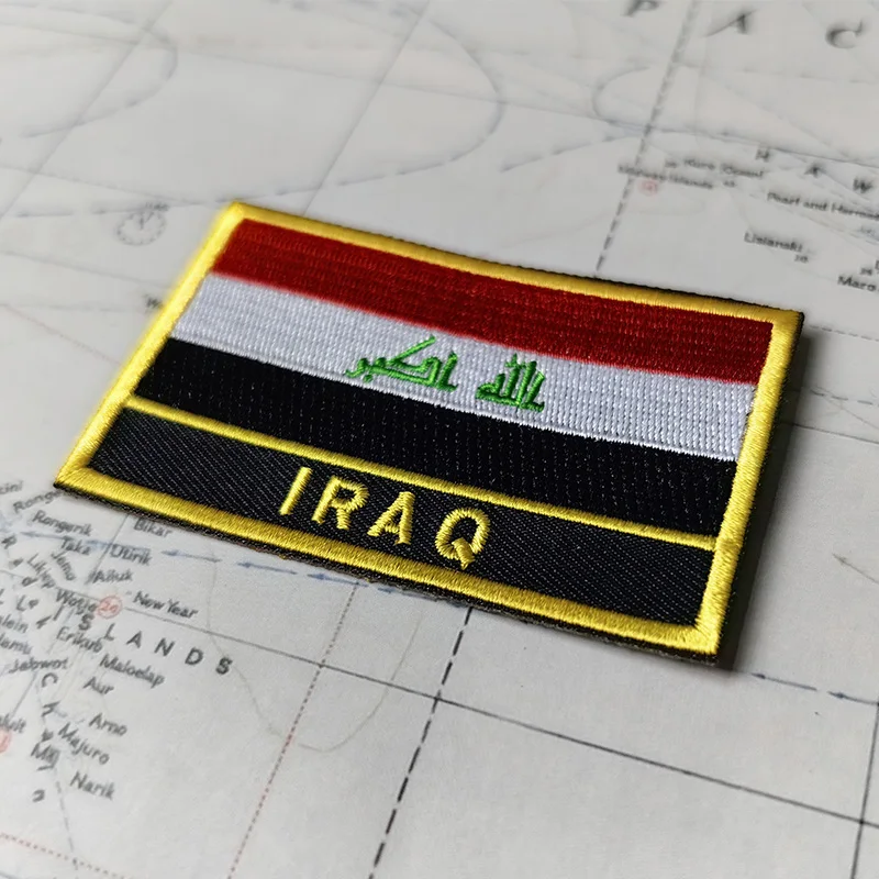 Iraq  National Flag Embroidery Patches Badge Shield And Square Shape Pin One Set On The Cloth Armband   Backpack  Decoration