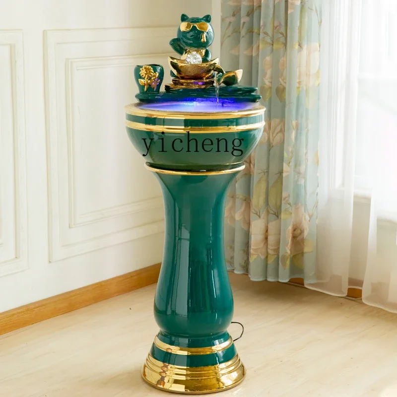 

Circular Ceramic Water Fountain Wealth-Attracting Living Room Office Home Decor Creative Modern Minimalist