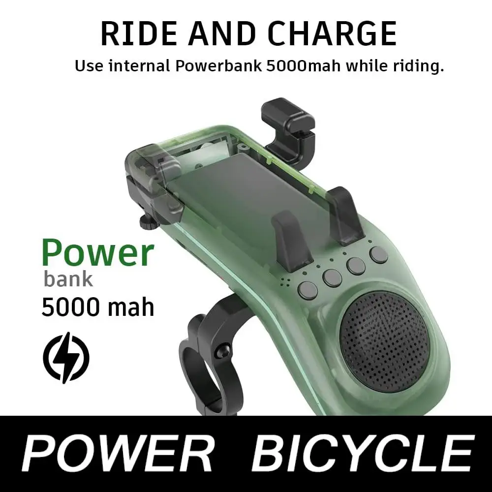 New 10 in 1 Bike Phone Holder Bluetooth Seapker 5000mAh USB Rechargeable Bicycle Light Mobile Support Bike Horn Accessories