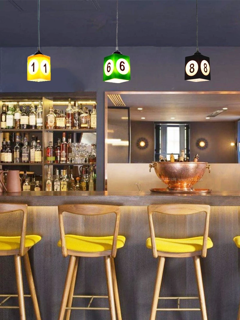 

Billiards number decorative lamp Ball room decoration decorative chandelier sitting area Bar counter Digital chandelier Cafe Bar