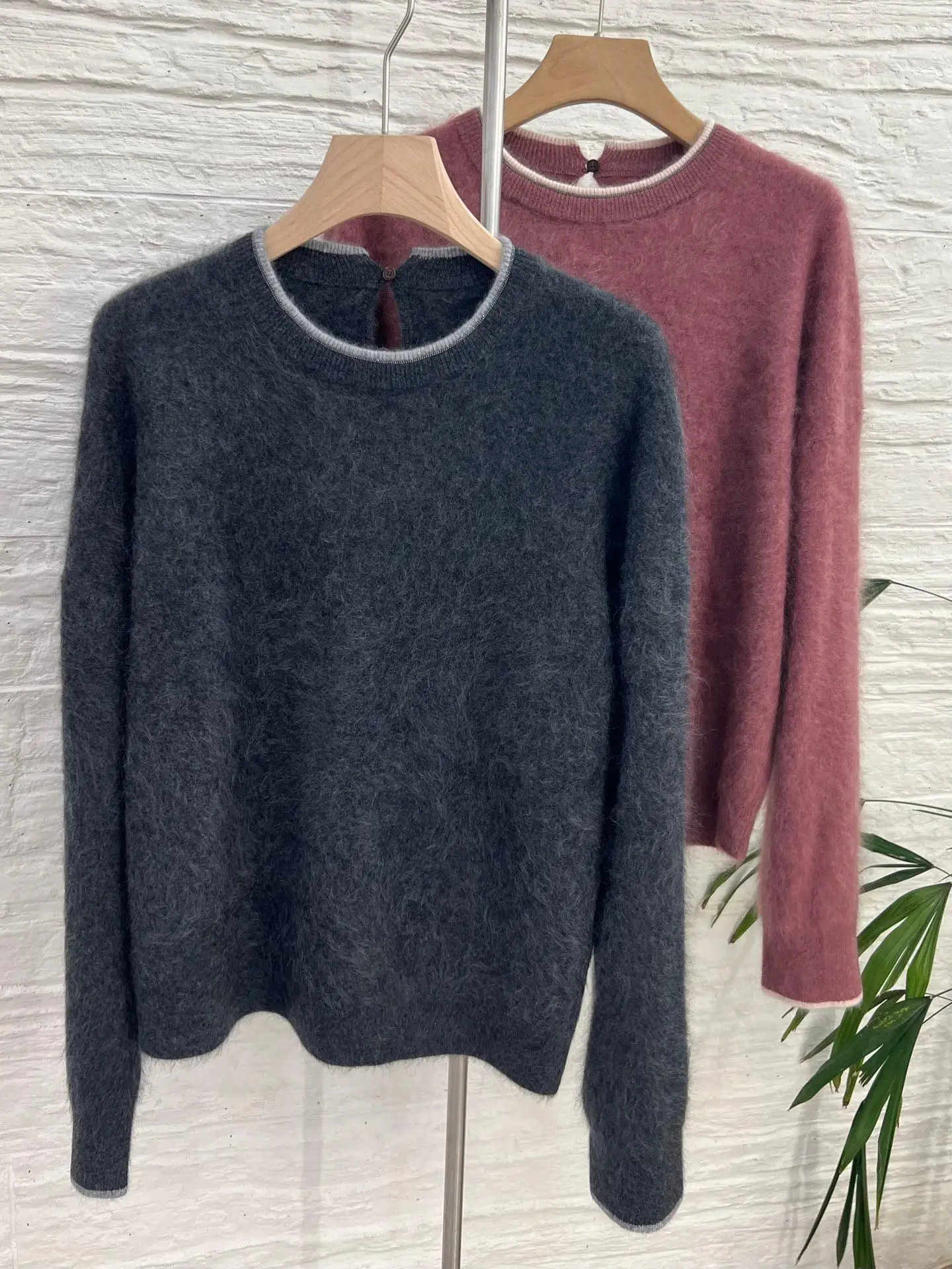 

Женский универсальный модный роскошный кашемировый флисовый свитер с круглым вырезом и длинными рукавами