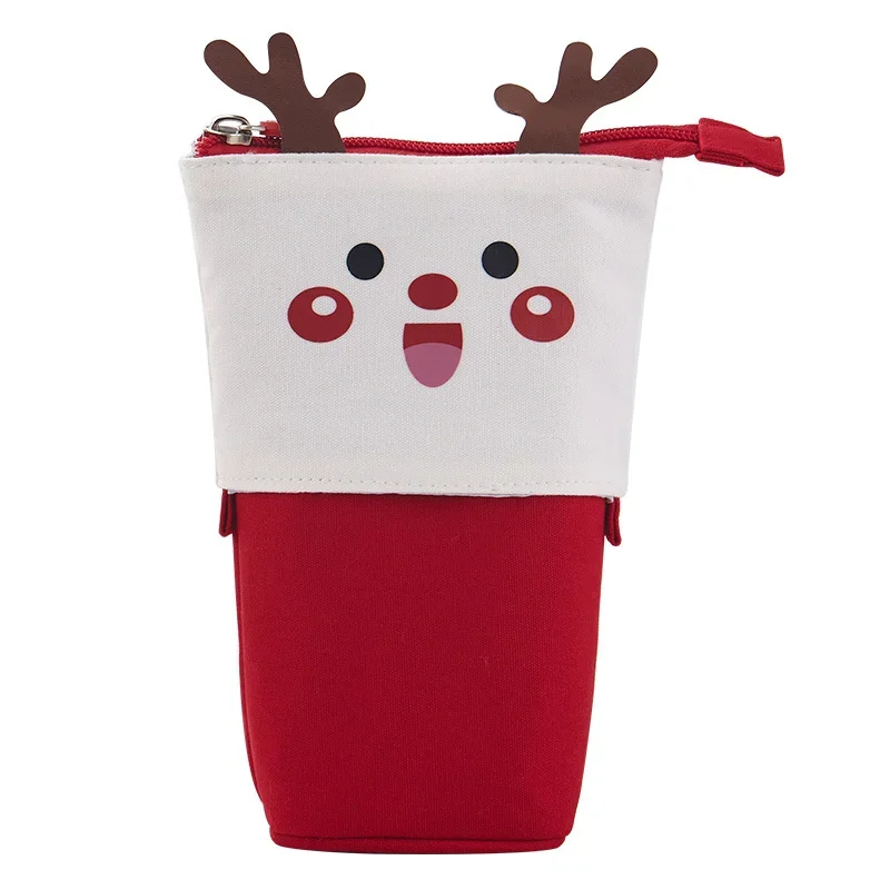 Christmas Retractable Cute Pencil Case School Stationery Storage Bag Canvas Pencil Bag Kawaii Pen Holder