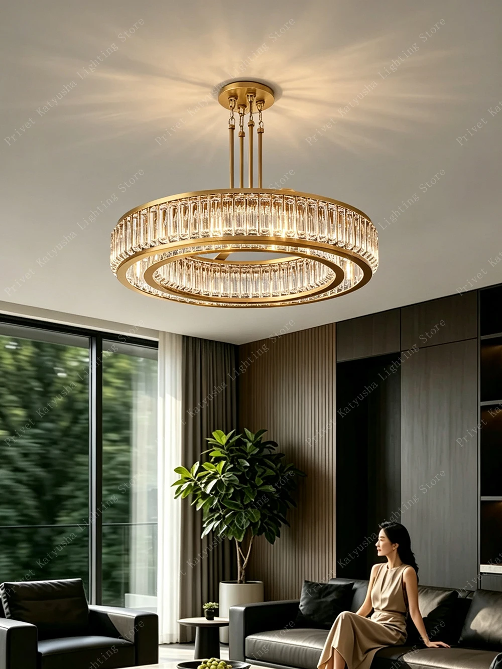 Get This Ceiling Chandelier with K9 Crystal Lampshades Upgrade Your Living Room American Style Cristal Lamparas Gold Black Lamp