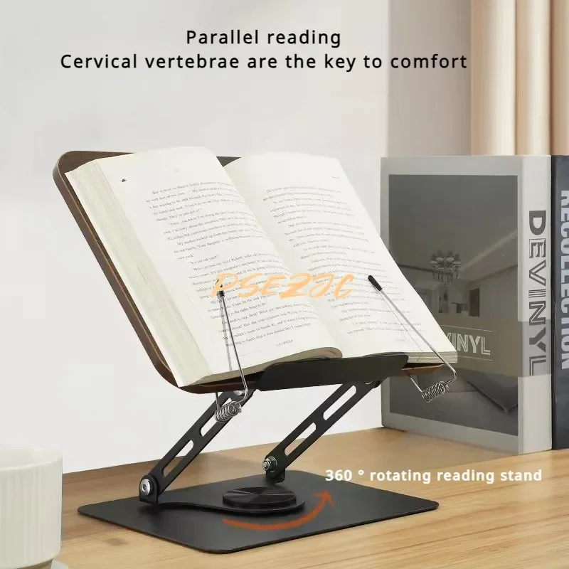 Reading Rack for Home Learning Portable Rotating Wood Grain Multifunctional Lifting Notebook Supporting Bookshelf