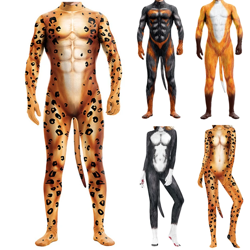 

Leopard Print Orangutan Tiger Animal Cos Performance Suit 3D Printing Couple Performance Suit Onesie Tights Cosplay Costume