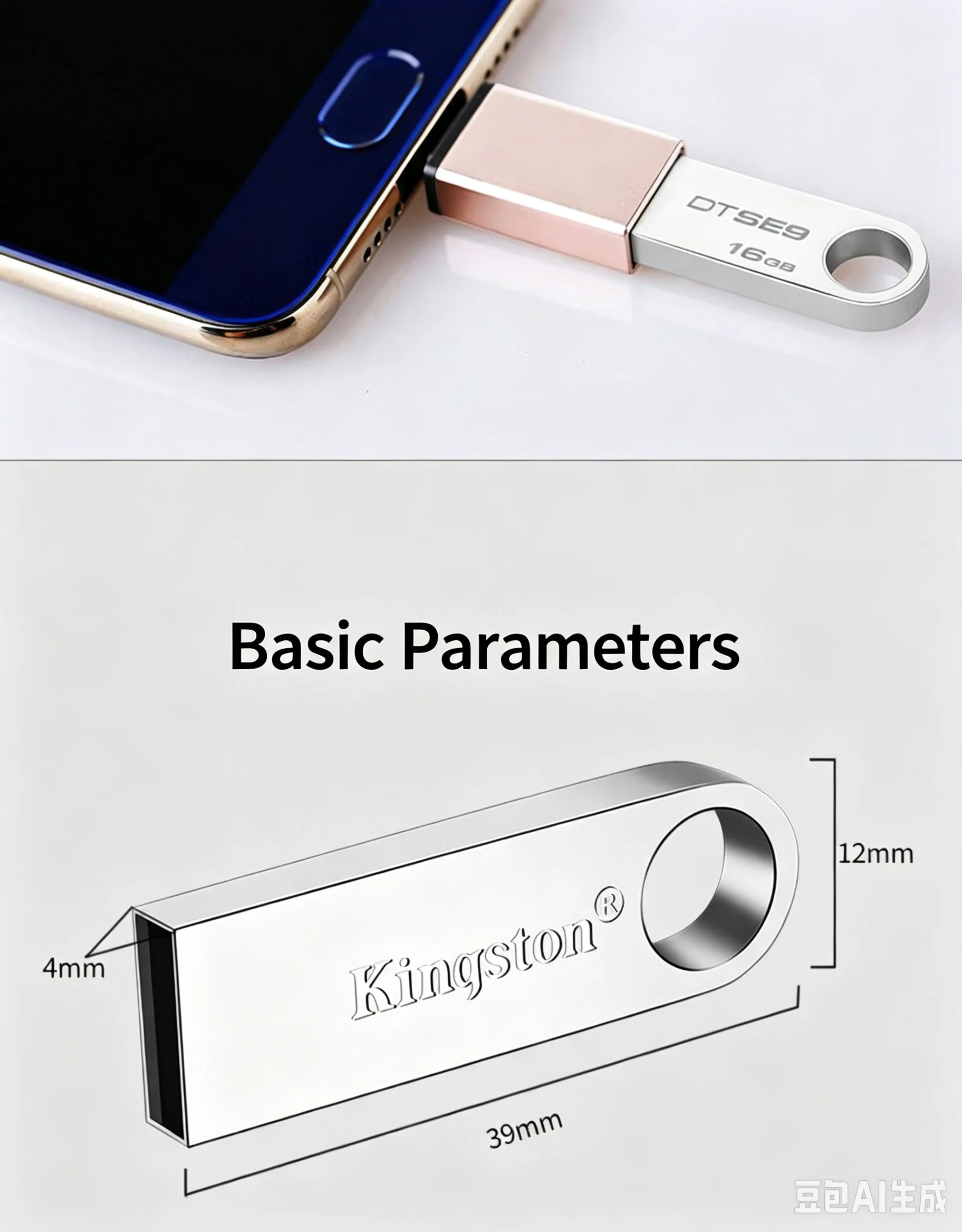 Kingston DT‑SE9 High‑Speed Metal USB Flash Drive 4GB 8GB, Portable Memory Stick for Car, Gift Storage U‑Disk