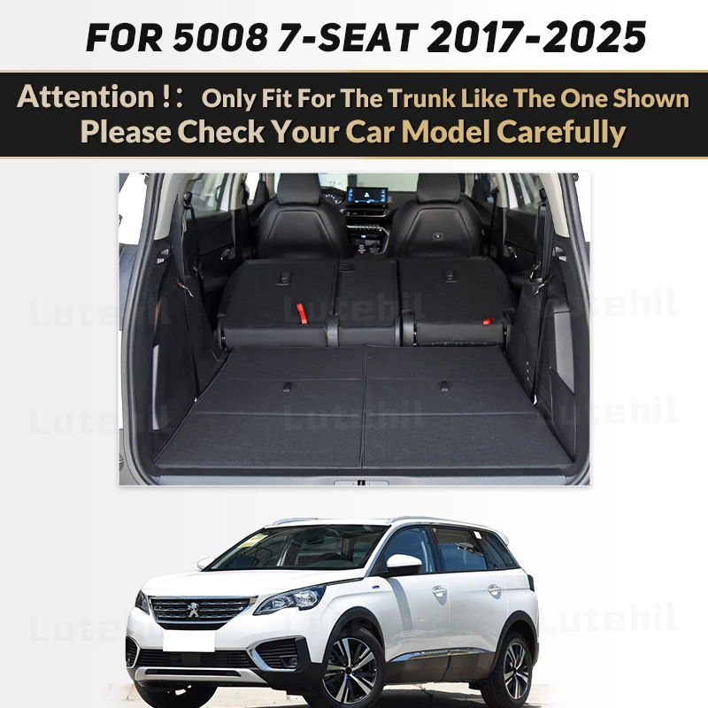 For Peugeot 5008 7-Seat 2017-2025 24 23 22 21 20 19 18 Lutehil 3D Car Trunk Mat Custom Car Accessories Auto Interior Decoration