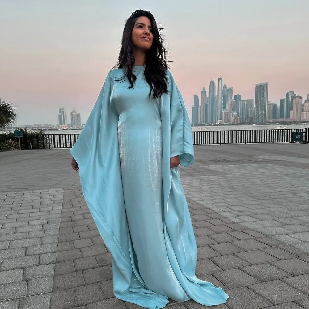 

Summer Batwing Muslim Maxi Shiny Luxury Marocain Robe Ramadan Eid Abaya Dubai Kaftan Dress Kebaya Islamic