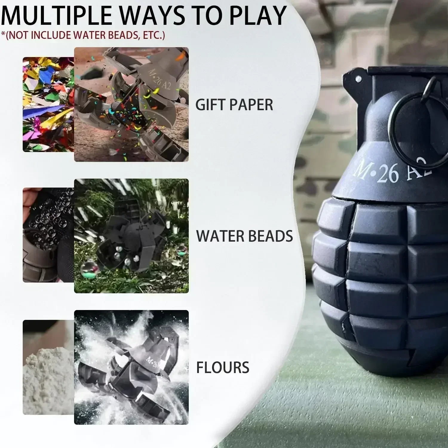 M26A2 Airsoft Grenade Toys1/ 3pcs Tactical Grenade Plastic Battle Game Toy Hand Grenades Pull Ring Toys Role Play Model Prop