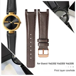 Watch Band Genuine Leather Men Women for Gucci Watch Bracelet Ya1332 1333 1335 Gucci GC Notch Cow Leather Watch Strap