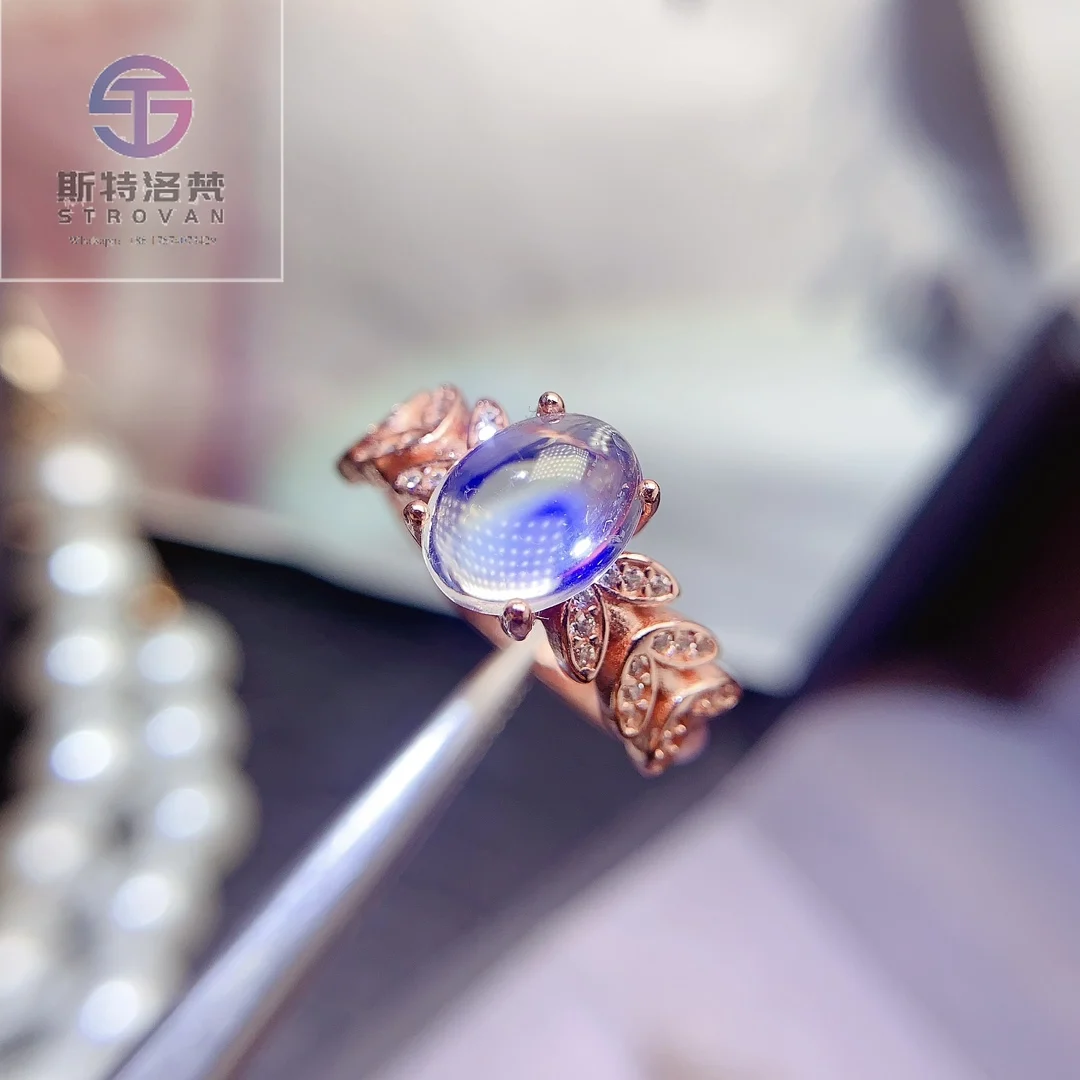 Discount Classic Gold Women's Wedding Ring 925 Sterling Silver with Natural Moonlight Oval Cut Low MOQ