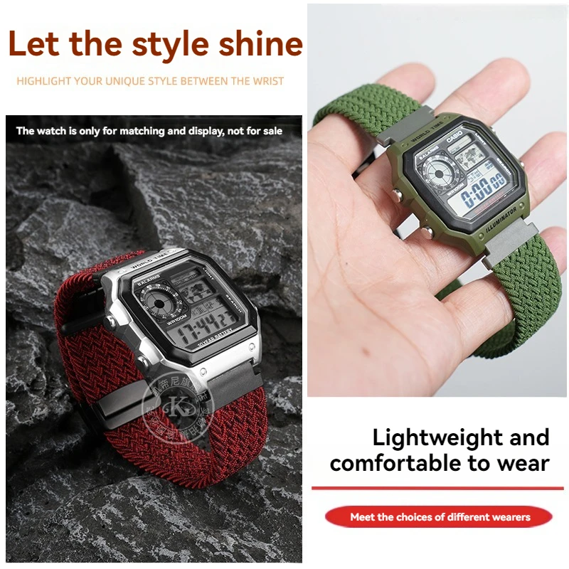 

Эластичный нейлоновый ремешок для Casio AE-1200/1300/1500 A158 A168 A159 A169 F91w, ремешок для часов с магнитной пряжкой, быстросъемный браслет