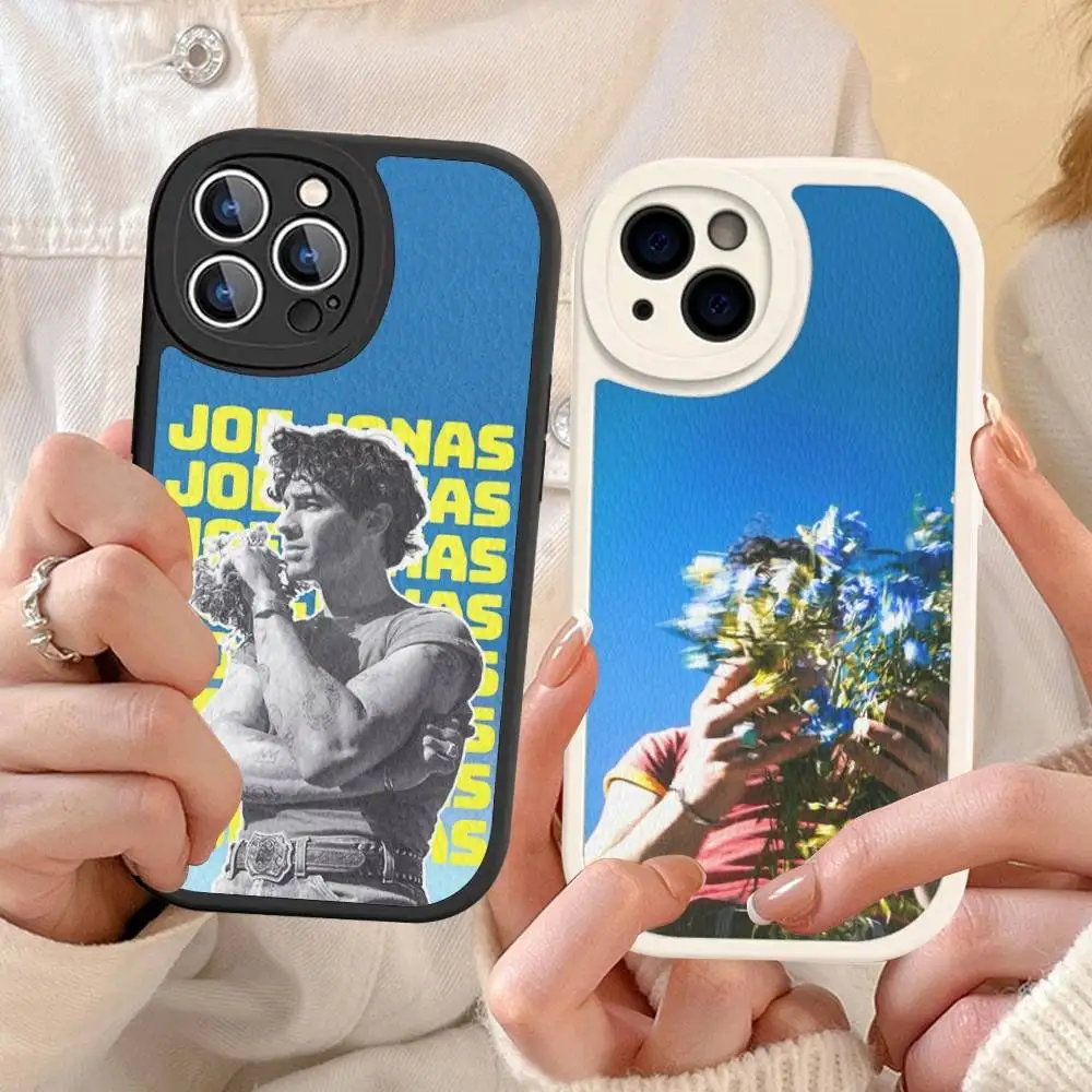 Sänger Joe J-Jonas für iPhone 16 15 14 13 12 11 Pro Max Plus stoßfeste weiche Leder-Handyhülle