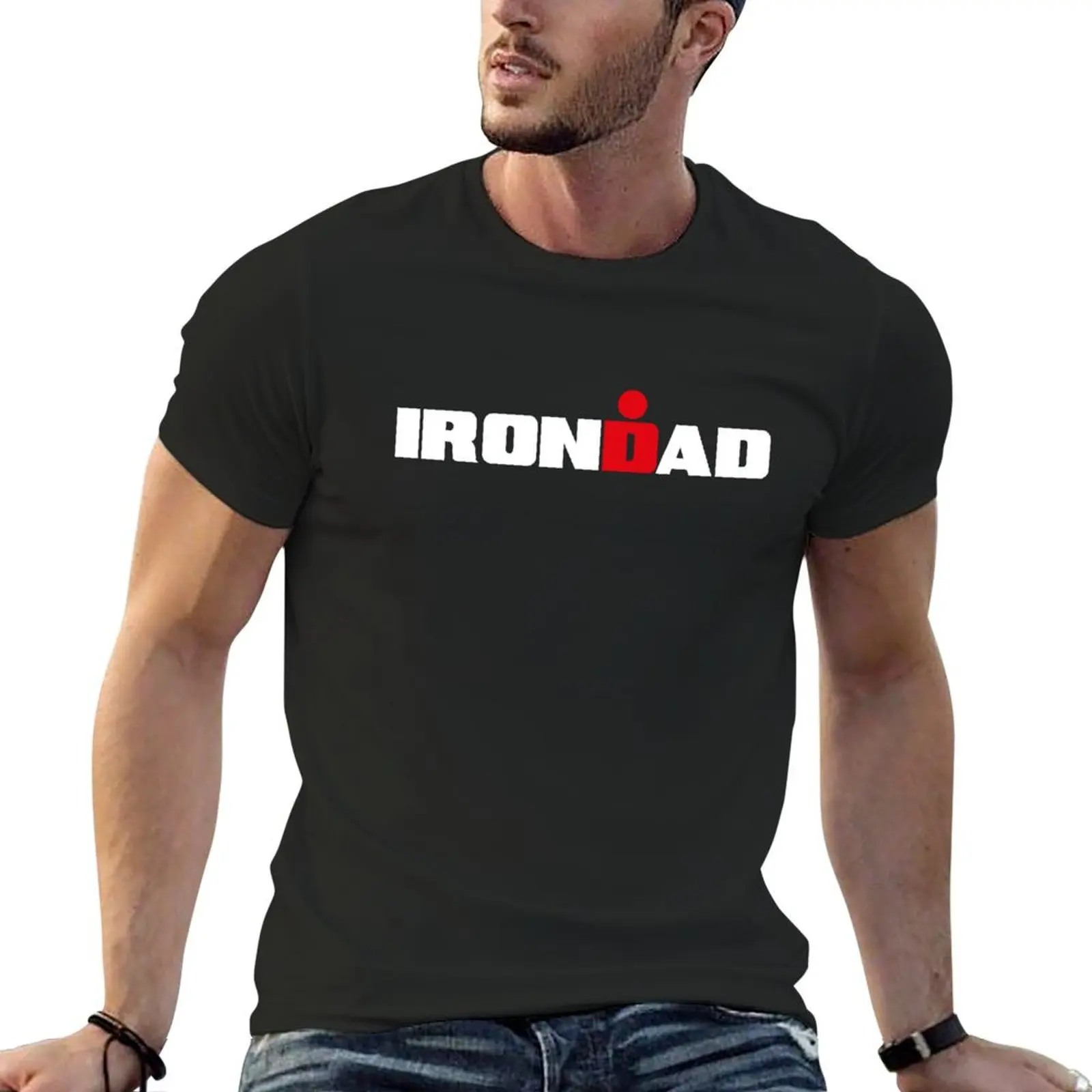 

IronDad, Triathlon Dad, Triathlete Daddy T-Shirt quick drying cotton graphic tees tees plus size men clothing