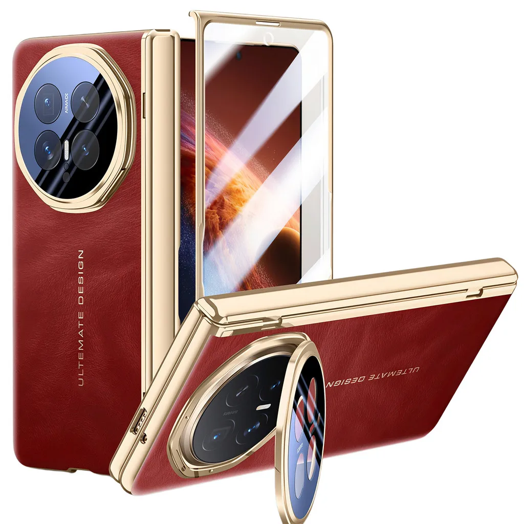 

Leather Case for Honor Magic V6 Built-in Screen Protector with Camera Cover Stand
