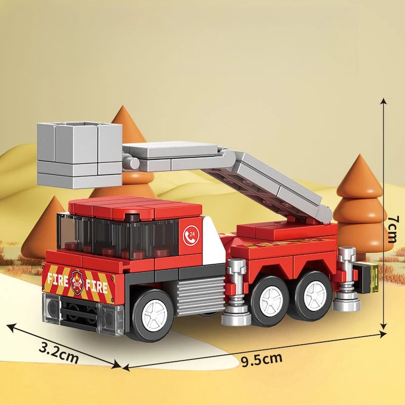 كتل التراص المتوافقة مع ليغو الأولاد مركبة الإنقاذ ثلاثية الأبعاد مكافحة الحرائق تقديم الطعام الأطفال الجمعية انزلاق لغز اللبنات
