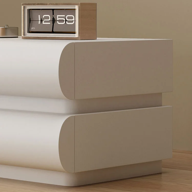 طاولات بجانب السرير كريمية فاخرة، خزائن جلدية بيضاء، أثاث غرفة النوم، طاولات بجانب السرير #4