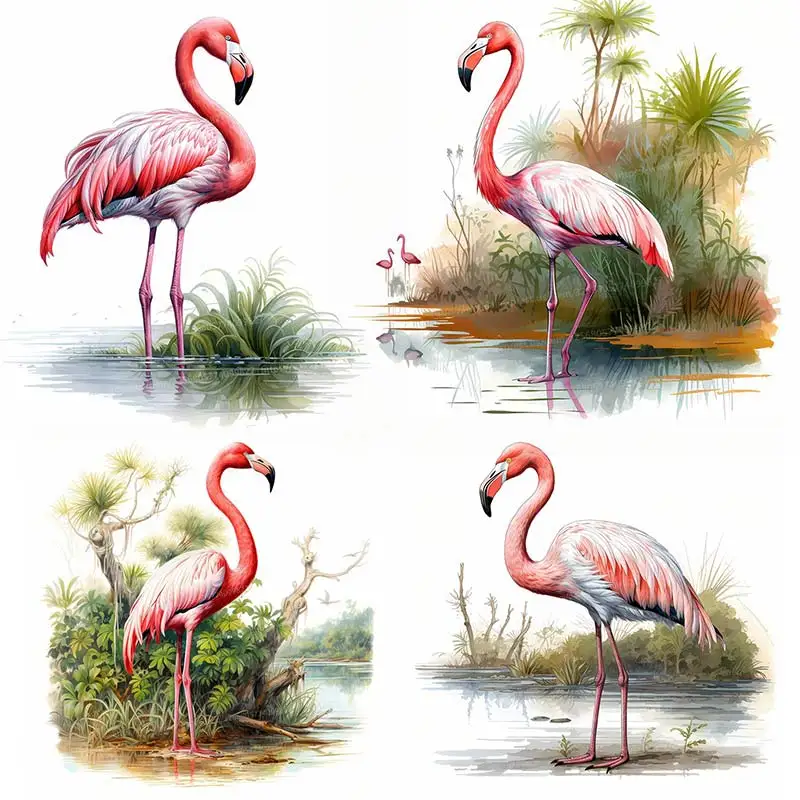 

Flamingo Watercolor Wall Sticker Art Mural Living Room Bedroom Cabinet Decoration Home Decor Cute Animal Stickers S272