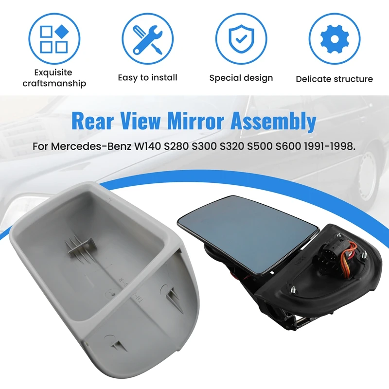 Rear View Mirror Assembly Side Wing Door Mirror For Mercedes-Benz W140 S280 S300 S320 S500 S600 1991-1998