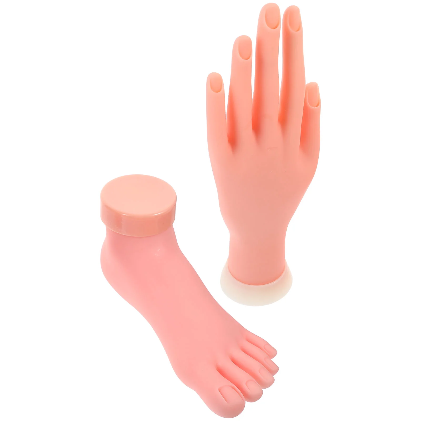 2 Pcs Left Hand Model Fake Foot for Nail Practice Recyclable Training Manicure Prosthetic False Rubber