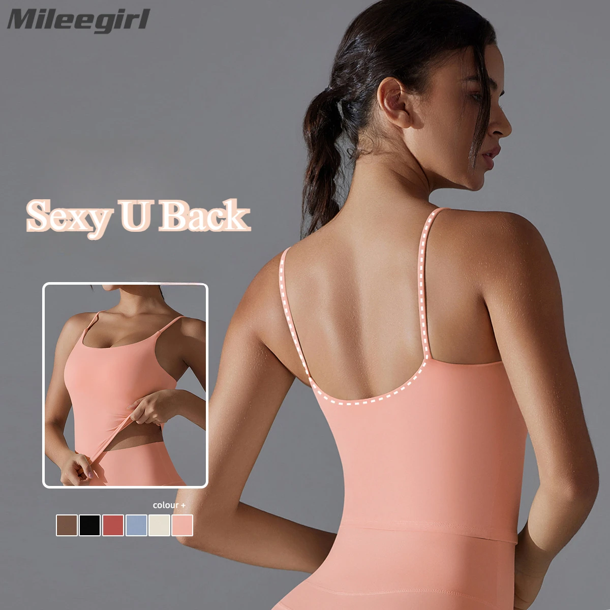 

Mileegirl сексуальный женский бюстгальтер для йоги с тонкими бретелями, быстросохнущий спортивный укороченный топ со встроенной подушечкой, жилет для тренажерного зала и фитнеса, плотная рубашка для бега для тренировок