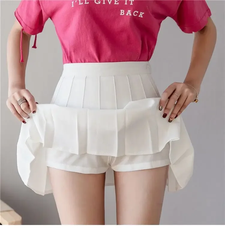 2025 otoño falda coreana pantalones cortos mujeres de cintura alta Sexy Mini faldas escuela corto plisado Kawaii japonés falda rosa mujer primavera