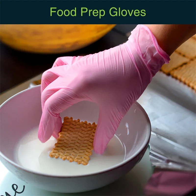 

Disposable Pink Nitrile Gloves Latex Free WaterProof Anti Static Durable Versatile Working Gloves Kitchen Cooking Tools