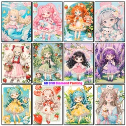 AB Drill Cartoon Jewelry Painting New 2024 Cute Girl Rhinestone Embroidery Princess Mosaic Cross Stitch 5D Art Set Handmade Gift