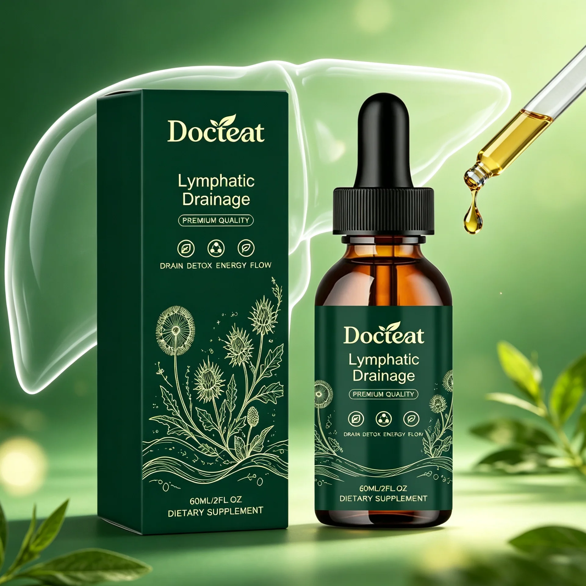 Liver Cleanse Detox Drops Herbal Liquid Supplement Support Lymph Liver Health Immune System Detox Fluid Circulation