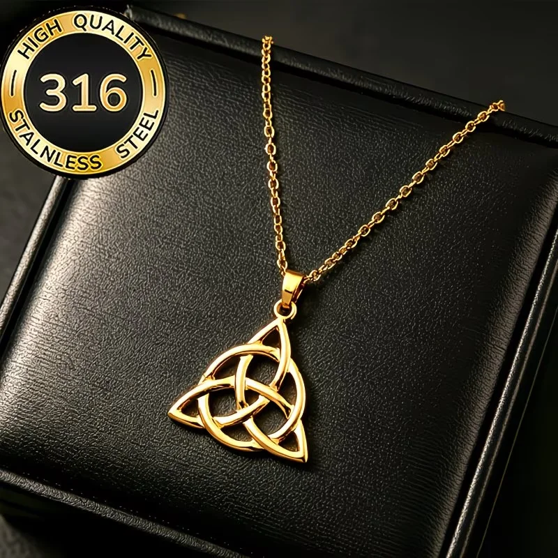 1pc Geometric Triangle Ring Knot Charm O Chain Necklace Stainless Steel Collarbone Chain for Unisex Stylish Minimalist Versatile