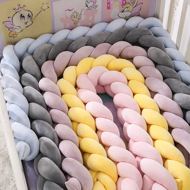 2-4M Crib Bumper Infant Cradle Cot Protector Cushion Crib Sides Braid Meter Newborn Crib Pad Protection Cot Bumpers