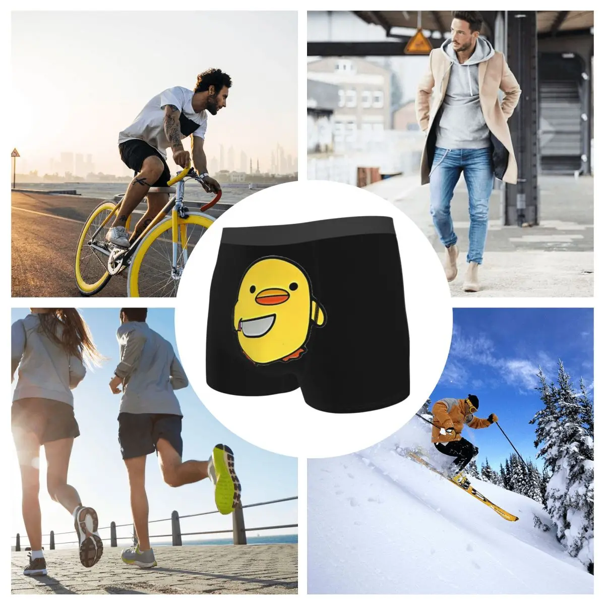 복서 팬티 반바지 칼을 든 오리 재미있는 밈 화난 새 위험 팬티 남성 통기성 속옷 남성 선물