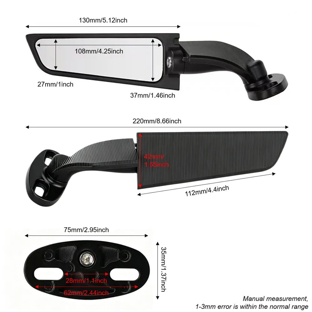 Motorcycle Mirror Modified Wind Wing Adjustable Rotating Rearview Mirror Moto Accessories for YAMAHA YZF R6 R1 R25 R3 R125 R15