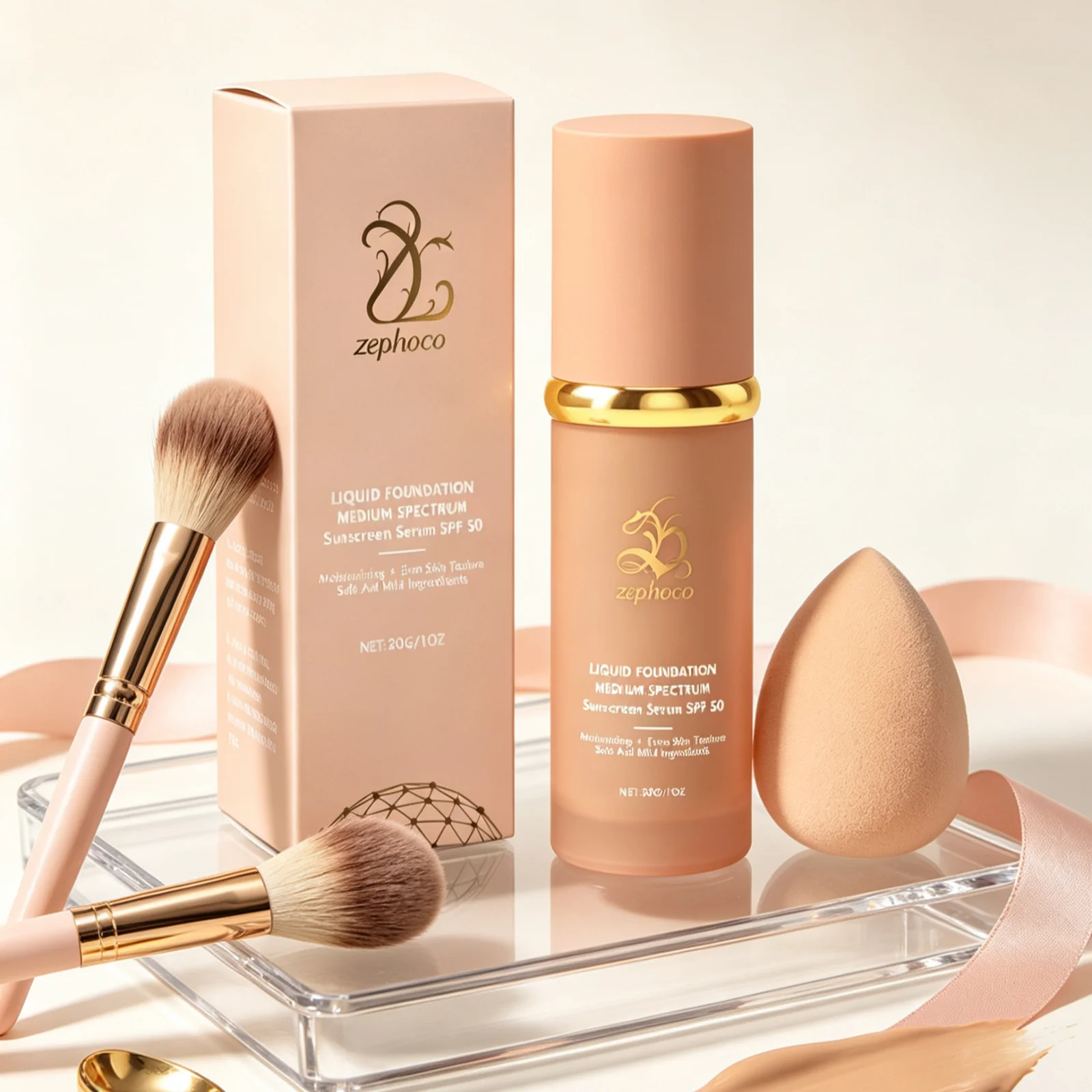 Zephoco Moisturizing Liquid Foundation Full Coverage Concealer Soft Matte Lightweight Long Lasting Natural Finish Foundation 30g