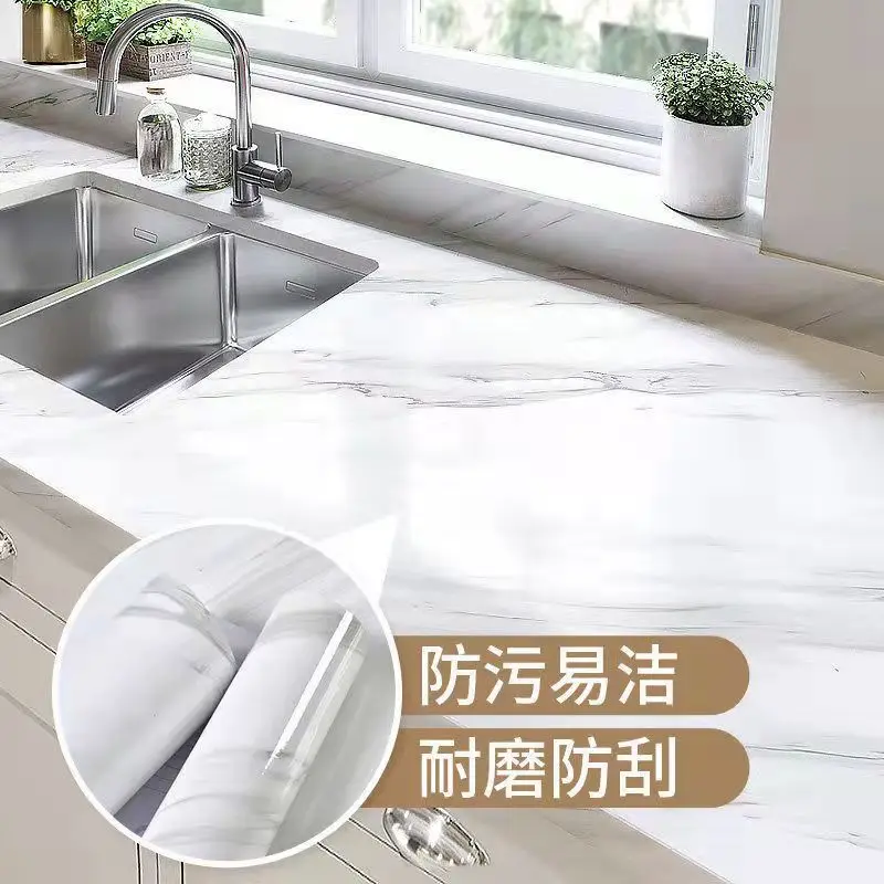 Marble Desktop Stickers Kitchen Waterproof And Oil-proof Self-adhesive Dining Table Old Furniture Refurbished Cabinet Stickers