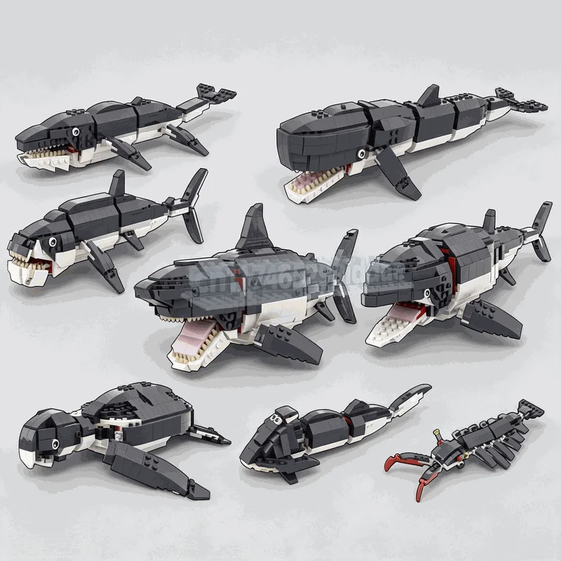 1190PCS Prehistoric Sea Creatures Building Blocks Ocean Animal Collection Marine Life Model DIY Assembly Toy Educational Gifts