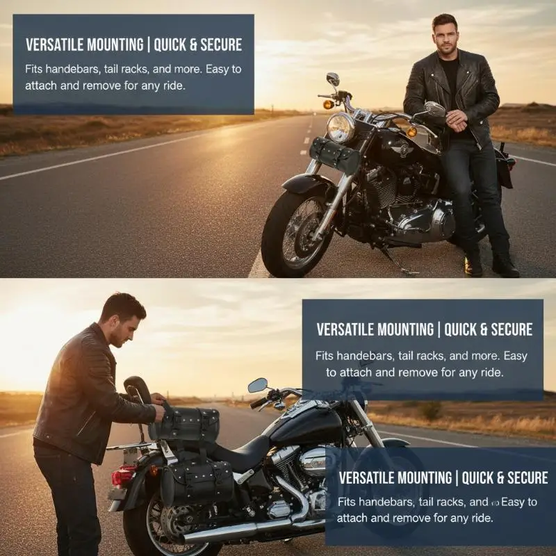 

【CR】Motorcycle Bicycle Universal Side Saddlebag Waterproof Rear Luggage Bag for Outdoor Riding Adventure and Camping