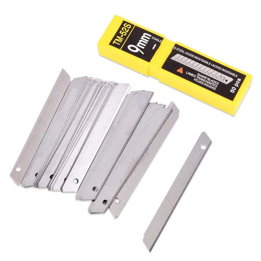 EHDIS 1/2Box Stainless Steel Blade Replacement For Utility Knife 9MM 60 Degree Spare Cut Tool Office Stationery Art Paper Cutter