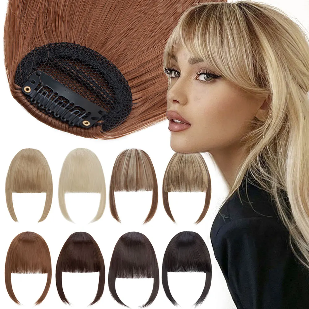 

Hairro Synthetic Air Bangs Wig For Women's Opening Natural Forehead French Fake Bangs Patch With Straight Bang Hair Extensions