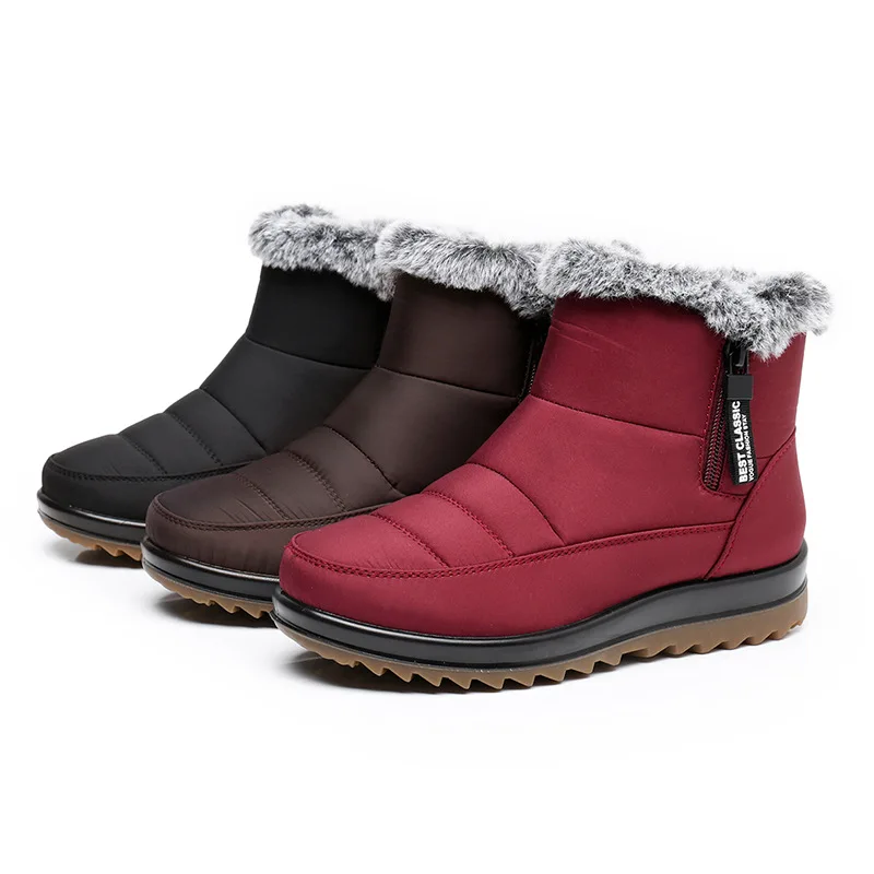 

Snow Boots Women Waterproof Non Slip Warm Ankle Boots Fake Fur Zip Platform Cotton Boot Comfy Winter Boots Women Botas Mujer