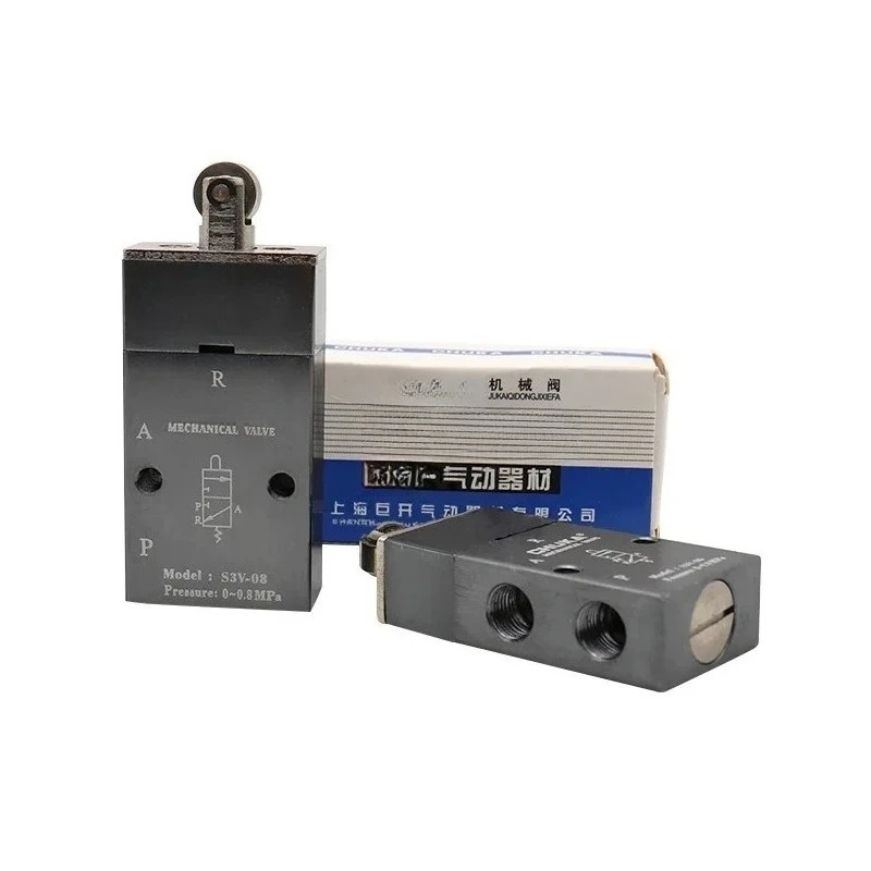 Two Position Three Way Vertical Roller Type Mechanical Valve S3V-M5 S3V-06 S3V-08 Pneumatic Control Valve