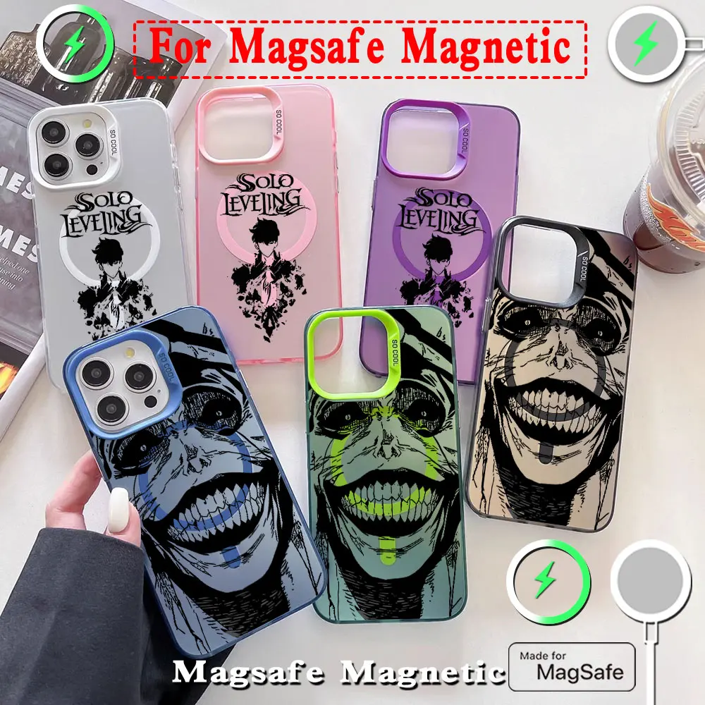 Anime Solo Leveling Magsafe Magnetic Case for Samsung S25 S24 S23 S22 S21 S20 FE Plus Ultra 5G Soft Silver Plated Cover