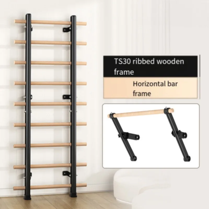 Gym Fitness Rod Wall Mounted Wooden Swedish Ladder