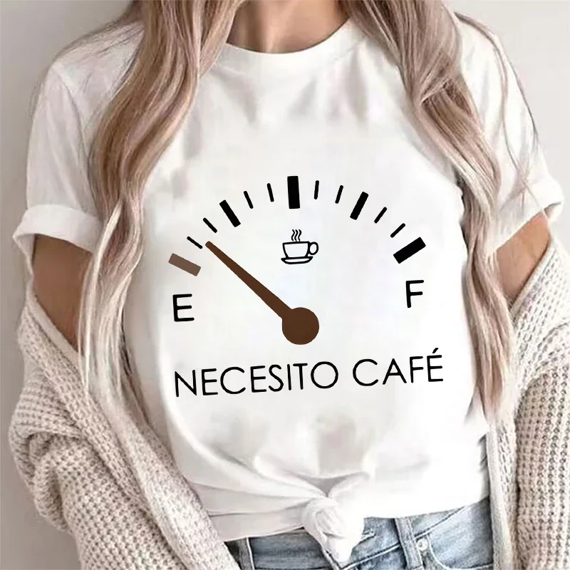 Spanish I Need Coffee Women T-Shirt Short Sleeve O-Neck Creative T Shirts Fashion Breathable Top Funny Casual Sport Tee T Shirt