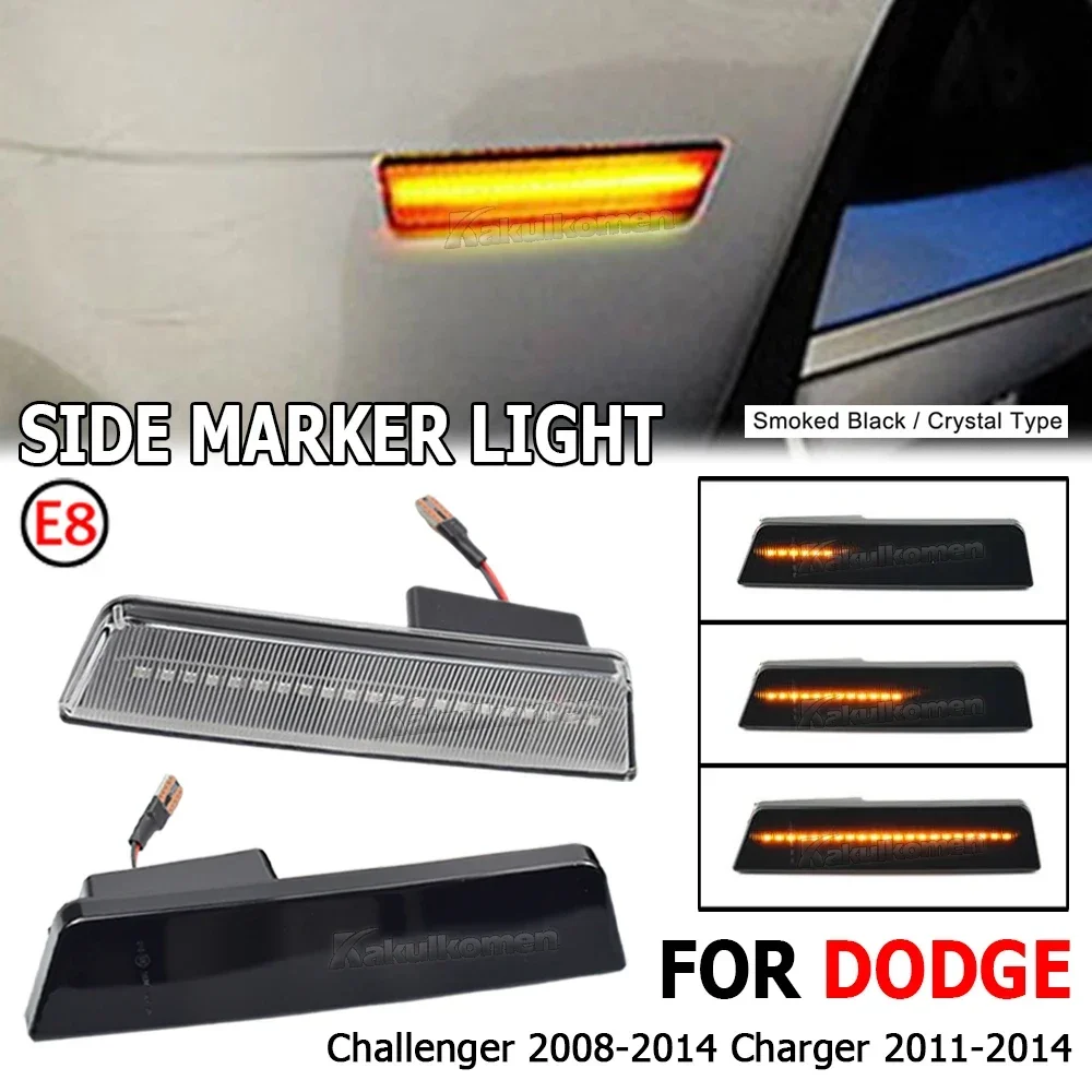 

Dynamic LED Turn Signal Lamp Side Marker Light Indicator For Dodge Challenger 2008-2014 for Dodge Charger 2011-2014