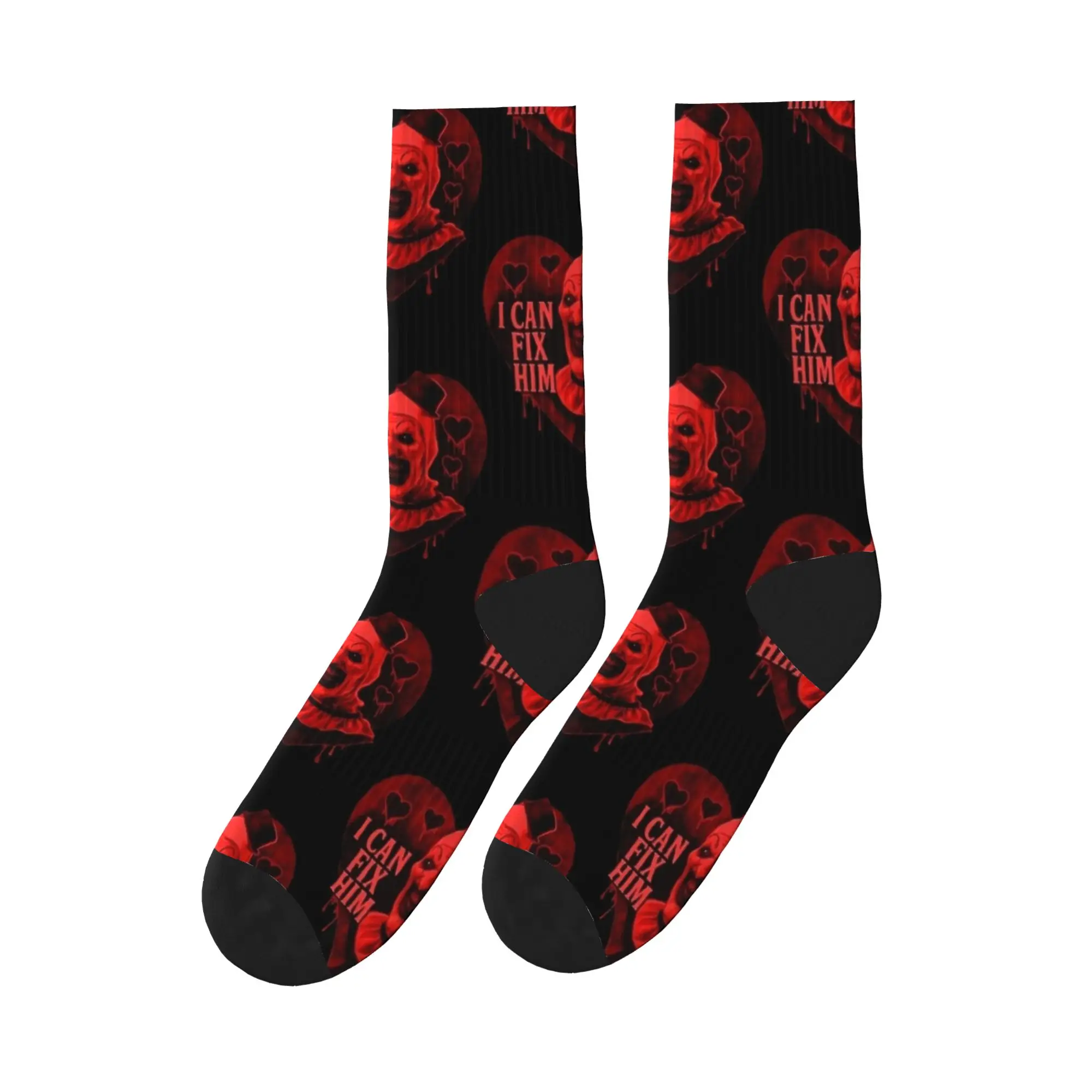 I Can Fix Him Terrifier Red Heart Socks  Korean Stockings Couple Soft Breathable Running Socks Autumn Pattern Non Slip Socks
